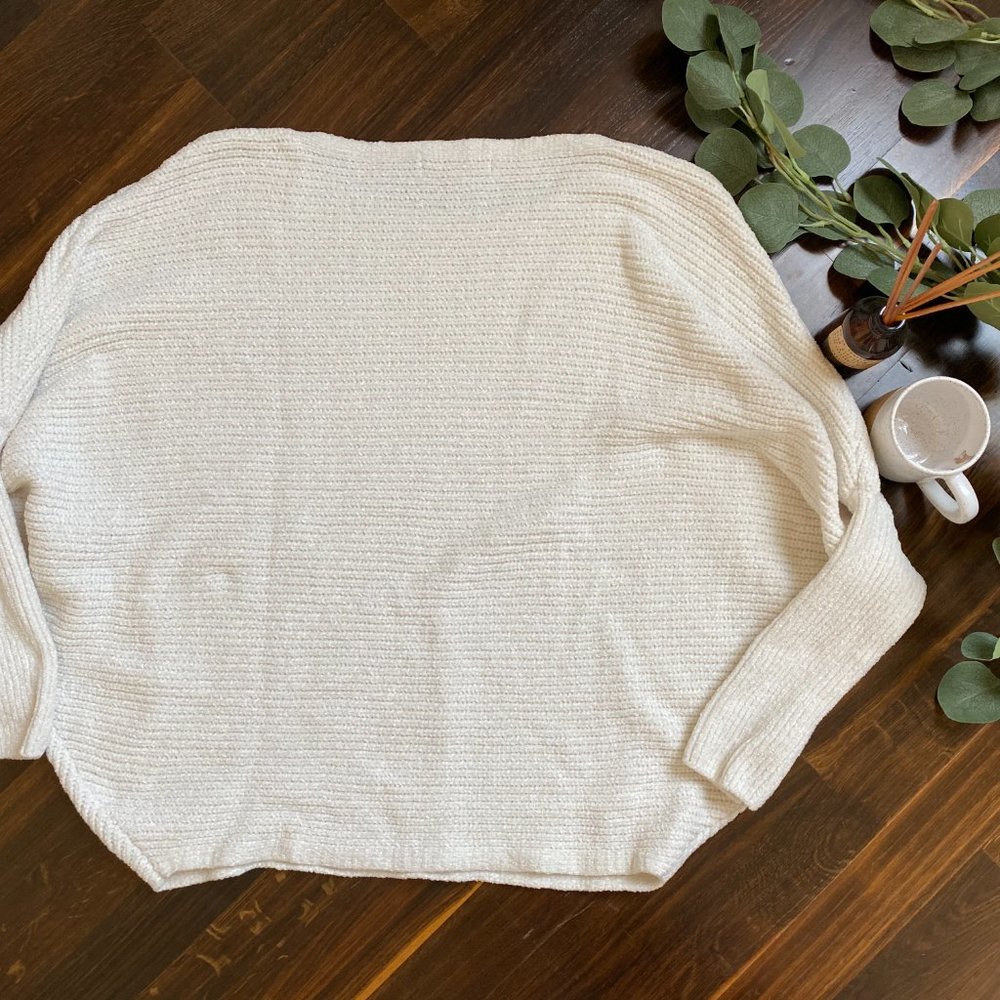 Favlux White Chenille Dolman Fit Sweater